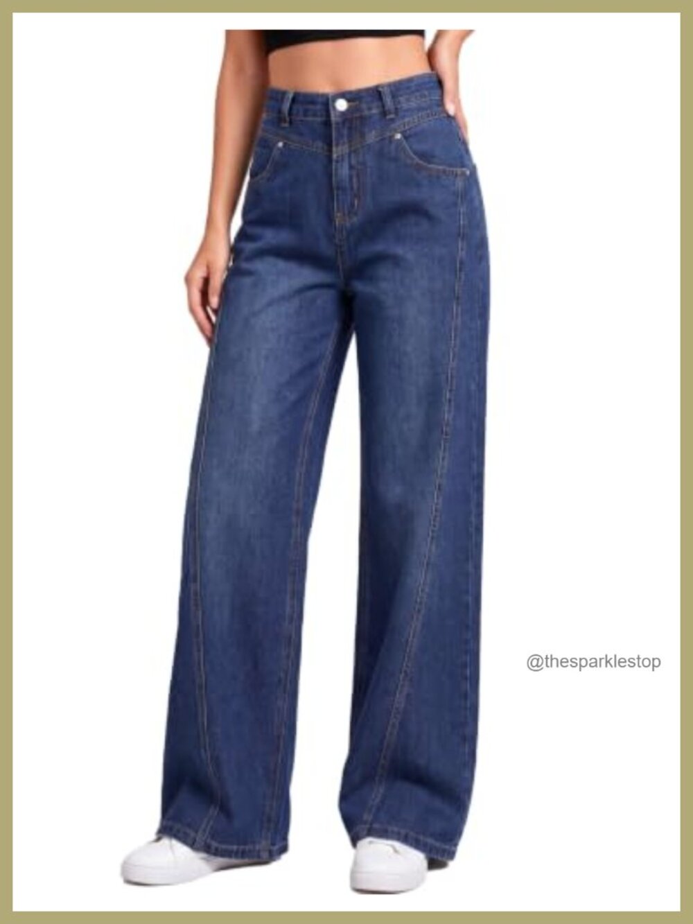 Mid High Waisted Stretch Wide Leg Jeans Loose Baggy Denim Pants